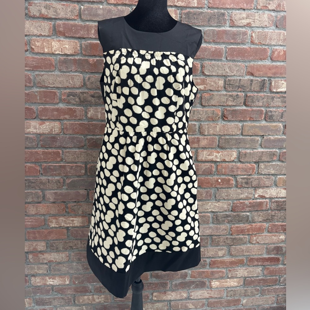 Stylish Black and Cream Polka Dot Dress from Anthropologie size 12
